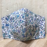 【接触冷感】小花柄の立体型cool夏マスク（青）