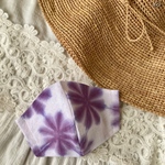 新作♪ 美人マスク♡ ＊＊　有松雪花絞り。紫＊＊ 洗える立体マスク。夏マスク。　有松雪花絞り紫✖️国産コットンピンクレース生地