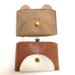 くまの定期入れ　コインケース  レザー　ハンドメイド