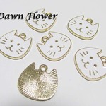 【B-4001】10pcs　ネコ　顔　18mm　ホワイト　チャーム