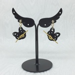 水引ピアス(黒猫 金)