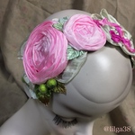 薔薇の園ヘッドドレス 薄ペパーミントグリーンベース