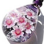 《夜桜》　ペンダント　ガラス　とんぼ玉　桜　