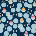 冷感クールブリーズ加工 ダブルガーゼ Wガーゼ ペンギンとかき氷 ネイビー 50×50cm
