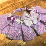 犬・猫の首輪　26～29　ocochanフリルチョーカー　サクランボ柄・パープル