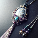 dendriteopal × chrisocolla / macrame amulet #マクラメネックレス#