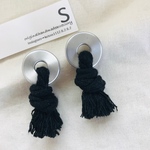 マットシルバー × ロープ　ピアス イヤリング 
