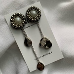 コットンパール×シルバー花びらのピアス