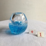 スカイブルー　卵型花びん　泡入り（中）1
