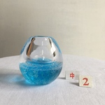 スカイブルー　卵型花びん　泡入り（中）2