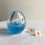 スカイブルー　卵型花びん　泡入り（中）4