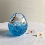 スカイブルー　卵型花びん　泡入り（中）5