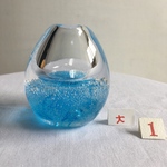 吹きガラス　スカイブルー　卵型　泡入り　花びん（大）1
