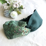 ＊新作＊送料無料＊ リバティ×ベルギーリネン ヘアバンド ＊デビッド・ジョー(グリーン)×フォレストグリーン