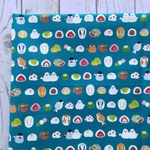 50×50★とりさんと和菓子の生地 青緑色