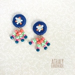 刺繍ピアス ✳︎ethnic  navy.mix✳︎