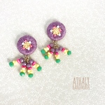 刺繍ピアス ✳︎ethnic  purple.mix✳︎