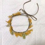 ミモザ花冠、ベビーキッズ花冠、バースデー、リングガール