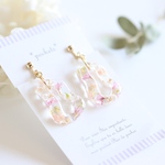 クリアピンクうねうねピアス/イヤリング