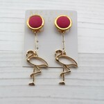 フラミンゴのレトロなイヤリング / ピアス
