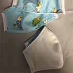 夏マス　裏地インコ柄かわいい♡ UV 95％カット　coolドライ生地使用。抗菌防臭加工