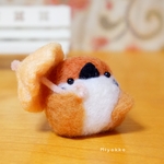 雨上がったかしら？スズメ  (右に傘)