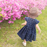 【１００】ネイビーの花柄フリルワンピース＊