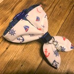 犬・猫の首輪　24～27　ocochanセーラーリボン風チョーカー　マリン柄・トリコロール・アンカー