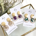 ピアス 大ぶり ゴールド プレート と3color べっ甲 風プレートの ピアス / イヤリング / チタンピアス / 樹脂ピアス / シンプル