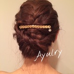 チェーンバレッタ＊スワロフスキー＊バレッタ＊ヘアアクセサリー＊髪飾り＊ゴールド＊１０.３cm
