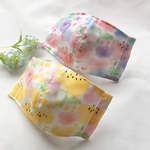 保冷剤オプション付き⭐︎水彩フラワーの2wayマスク☆イエロー☆フィルターポケット