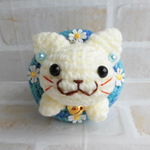 ☆niyankorin　様　オーダー品☆～うきわ猫ストラップちょっと小さめ【白猫・ブルーマーブル】