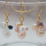 再販3 じゃらじゃらピアス  ホワイト×ネイビー