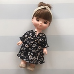 No.221¨̮♡︎ソランちゃん メルちゃん服¨̮♡︎スキッパーワンピース　花柄　黒