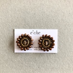 イヤリング metallic brown ビーズ刺繍