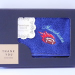 父の日ギフト　お名前と選べるワンポイント刺繍入り　今治タオルハンカチ（ネイビー）　GiftBox入り