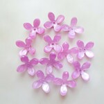 12個・13mm・ピンクパープル・4枚花・フラワーパーツ