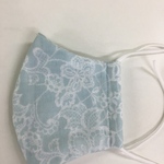 手作り立体ガーゼマスク【水色×花柄】