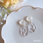 水面ホワイトクリアピアス/イヤリング/サージカルステンレス nonoacs