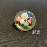 ミニチュア陶器　ピンブローチ和菓子付