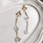 イヤリング/ピアス ゴールドチェーン×クリスタルクォーツ ピアス/ノンホールピアス/イヤリング