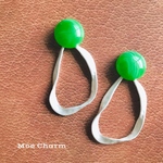White silver✳︎light green　2wayイヤリング