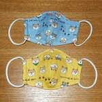 【キッズ】柴犬柄立体マスク 《2枚組・水・黄》