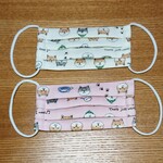 【キッズ】柴犬柄タックマスク 《2枚組・白・桃》