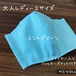 【受注製作☆送料無料】立体マスク 大人用 レディースサイズ 無地 ミントグリーン ノーズワイヤー入り