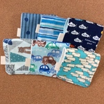 【再販】手作りガーゼ ハンカチ ６枚セット 男の子 ポケットサイズ 記名タグ付き