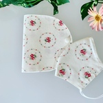 マスクポーチ×ノーズワイヤー入り　立体マスク　大人用　コットン生地【薔薇プリント】セット