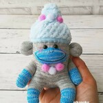 ふわふわ帽子のミニソックモンキー （杢グレー） 