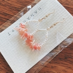 オーバルピアス パール×ピンクコーラル ☆再販