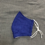 夏向けリネン　リネン100% メンズマスク　立体マスク　ハンドメイド　マスク　カンフィーリネン　ブルー　青　男性用　ダブルガーゼ　布マスク　洗えるマスク